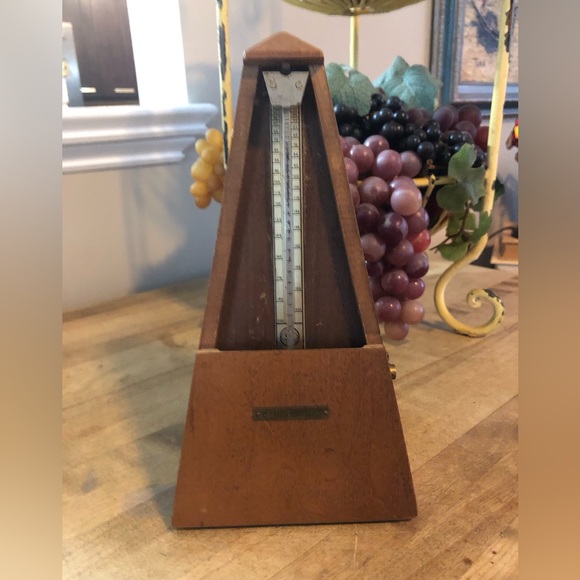 Wooden Mechanical Metronome - Wind-Up Pendulum Metronome With Bell, Walnut Grain Finish, Made In Germany